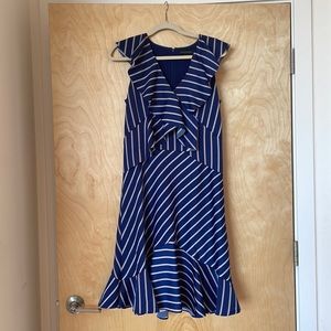 Banana Republic Blue White Ruffle Dress
